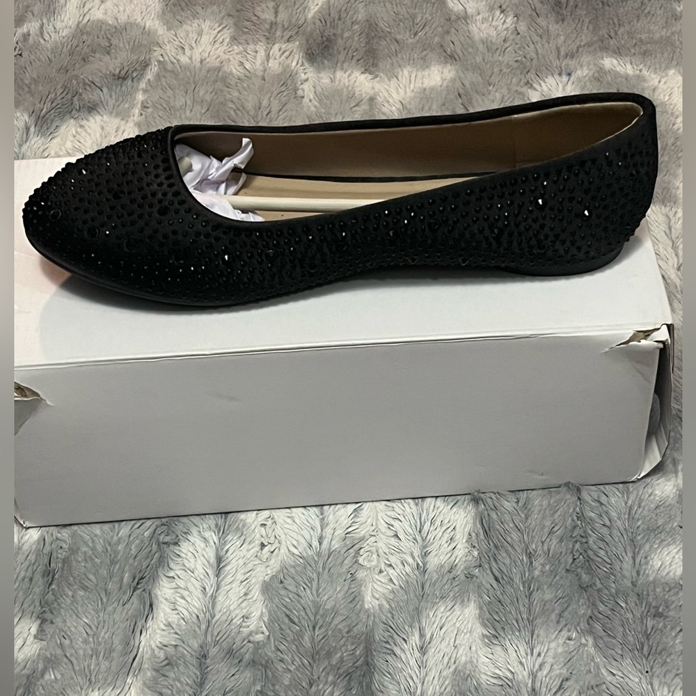 Dream Pairs Black Rhinestone Sole-Shine Ballet Flats Size 10 - Picture 7 of 9